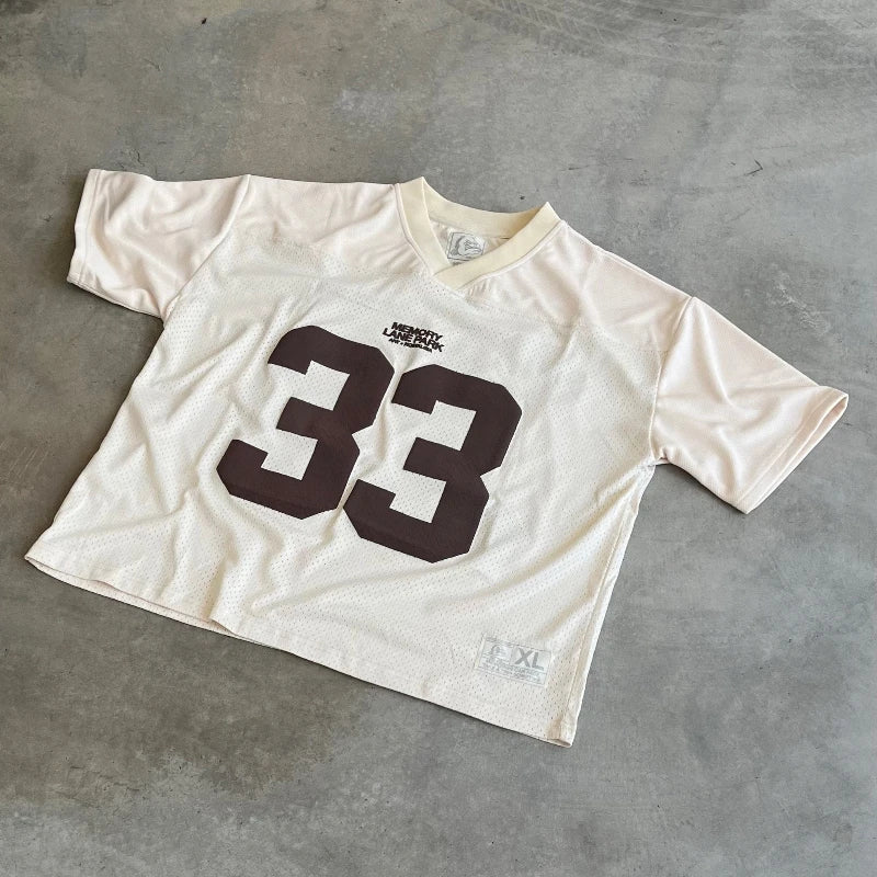 Y2K Mesh T Shirt Retro Numeral Foam Printing Streetwear Men Women Harajuku Casual Oversized Nylon Breathable Unisex Short Sleeve