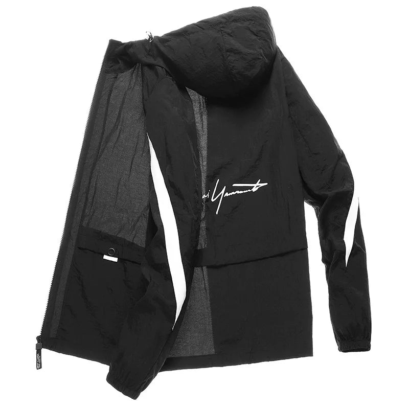 New Men's and Women's Summer Ice Silk Lightweight, Breathable, Quick Drying Fishing Sunscreen Clothes Large Hooded Jacket Trendy