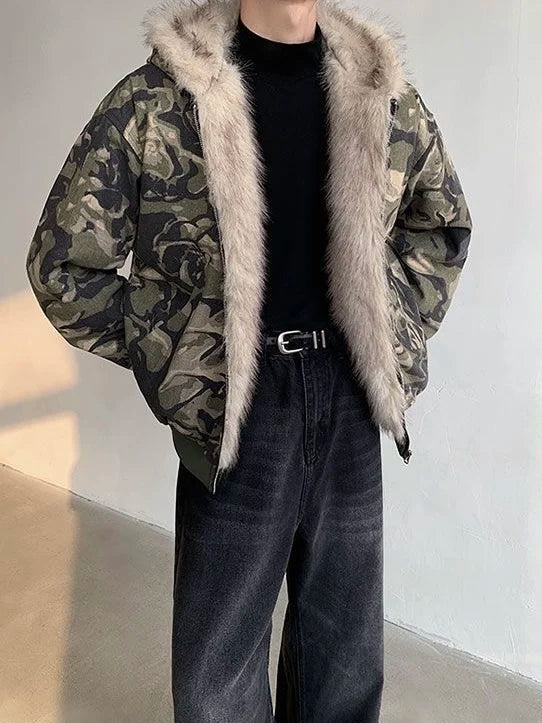 American Vintage Camouflage Plush Hat Jacket Y2K High Street Hip hop Harajuku Loose Women Make Old Hoodies Fashion Streetwear