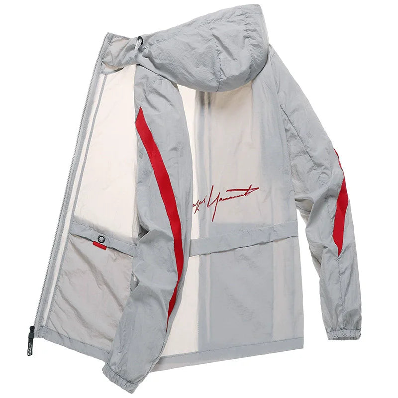New Men's and Women's Summer Ice Silk Lightweight, Breathable, Quick Drying Fishing Sunscreen Clothes Large Hooded Jacket Trendy