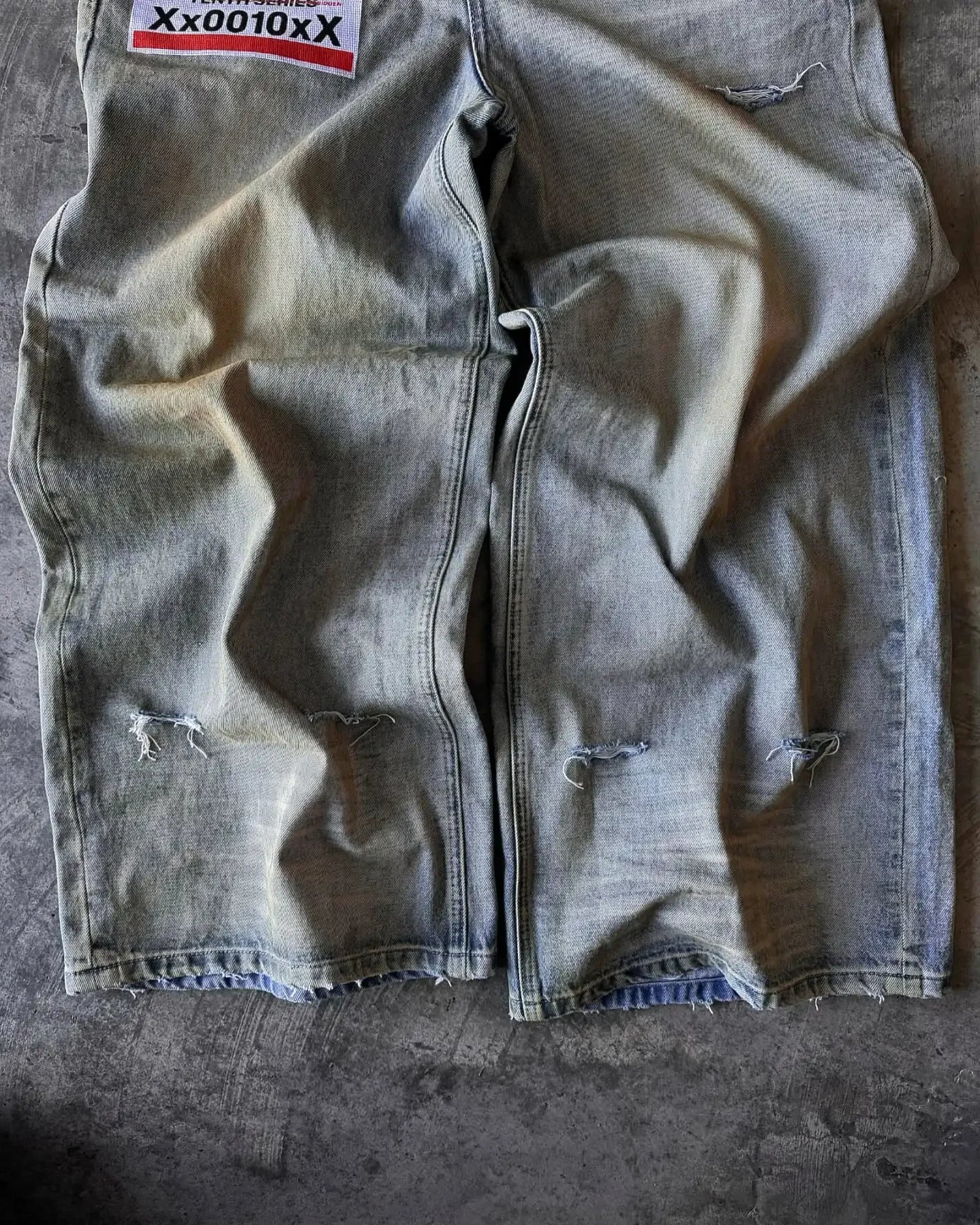 American Retro Double Stitching Washed Baggy Jeans Men's Y2K New Harajuku Hip-Hop Gothic Casual Joker Wide Trousers Street Wear