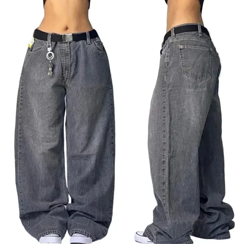 American Retro Double Stitching Washed Baggy Jeans Men's Y2K New Harajuku Hip-Hop Gothic Casual Joker Wide Trousers Street Wear