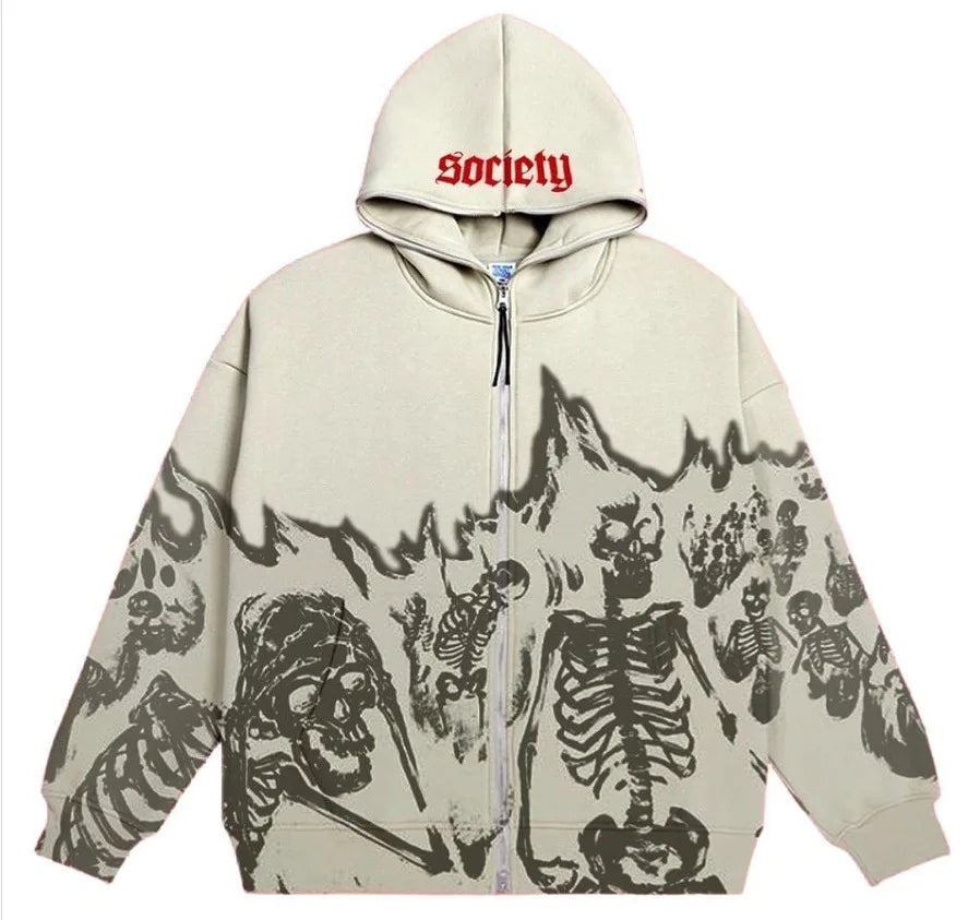 Big promotion Europe, America, autumn and winter styles for men and women New Y2K hoodie couple long-sleeved skull coat traf sti