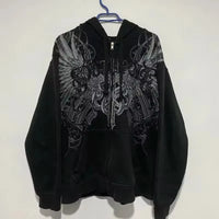 American Y2K New Fashion Trend Fleece Padded Zipper Hoodie Women Street Hip Hop Joker Loose Sweatshirt Couple Casual Punk Hoodie