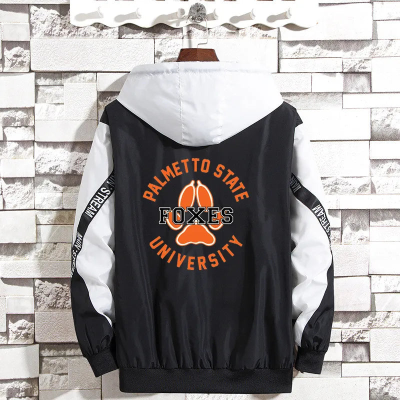 The Foxhole Court Palmetto State Foxes Jackets Men Women Windbreaker Patchwork Jacket Mens Loose Zipper Harajuku Male clothing