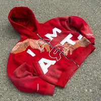 Hip-hop Trendy Streetwear Y2K Harajuku American Retro Letter Print Zipper Hoodie Men's Punk Casual Colorful Oversized Sweatshirt