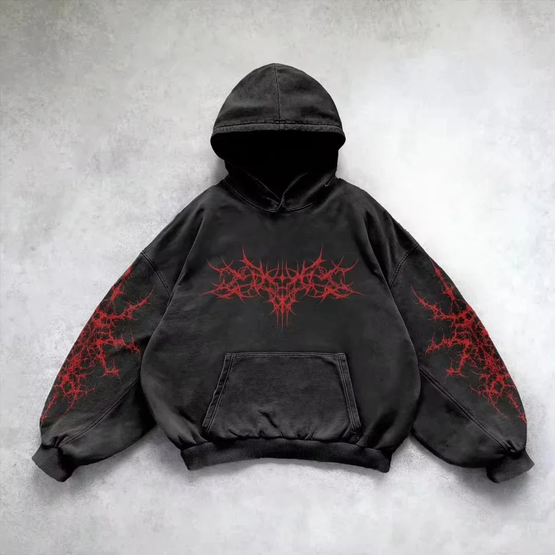 American Y2K New Fashion Trend Fleece Padded Zipper Hoodie Women Street Hip Hop Joker Loose Sweatshirt Couple Casual Punk Hoodie