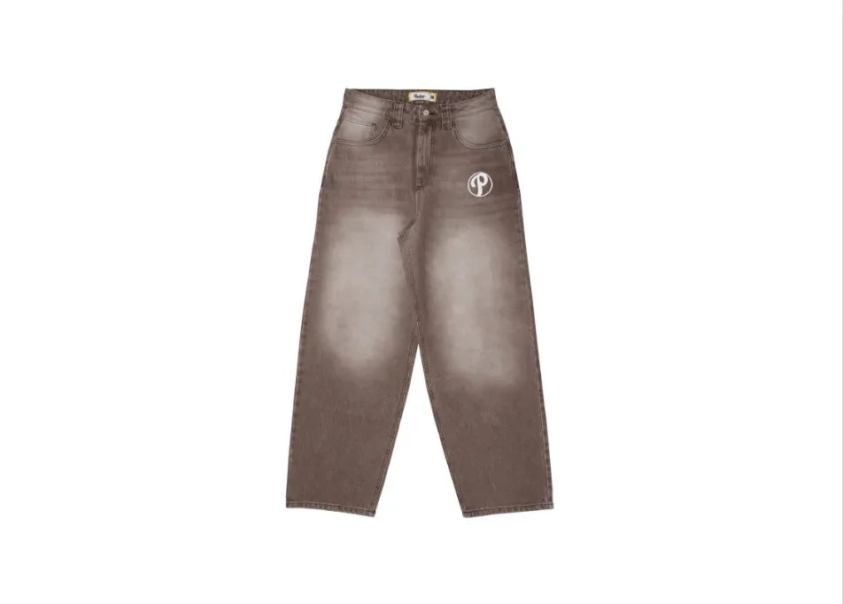 American Retro Double Stitching Washed Baggy Jeans Men's Y2K New Harajuku Hip-Hop Gothic Casual Joker Wide Trousers Street Wear