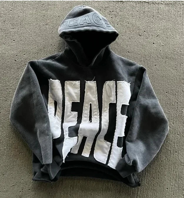 Y2k New Tops Harajuku Geometric Embroidery Splicing Gothic Youth Simple Daily Hoodies Women Sweatshirt Loose Pattern Casual Men
