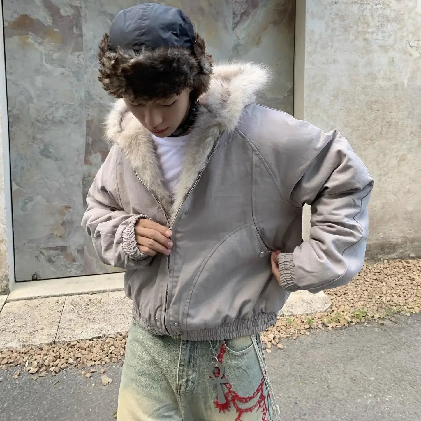 American Vintage Camouflage Plush Hat Jacket Y2K High Street Hip hop Harajuku Loose Women Make Old Hoodies Fashion Streetwear