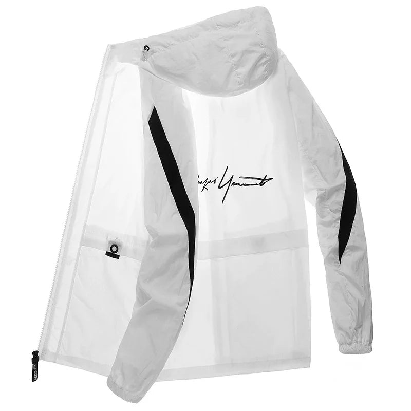 New Men's and Women's Summer Ice Silk Lightweight, Breathable, Quick Drying Fishing Sunscreen Clothes Large Hooded Jacket Trendy