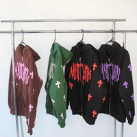 Y2k Men Saint Streetwear Hoodie Zip Up