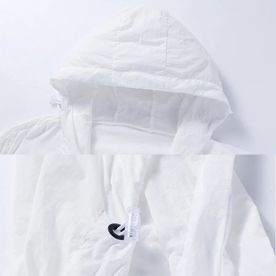 New Men's and Women's Summer Ice Silk Lightweight, Breathable, Quick Drying Fishing Sunscreen Clothes Large Hooded Jacket Trendy