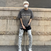 Rock Band Retro Washed Distressed Short Sleeve Tee Men