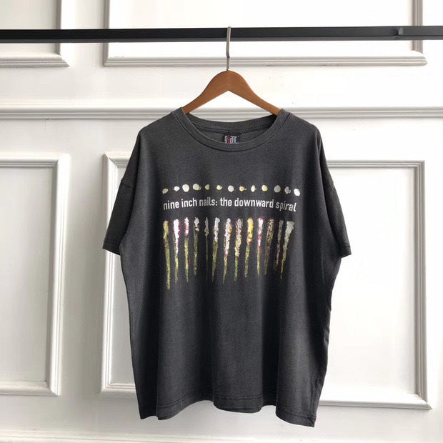 Rock Band Retro Washed Distressed Short Sleeve Tee Men