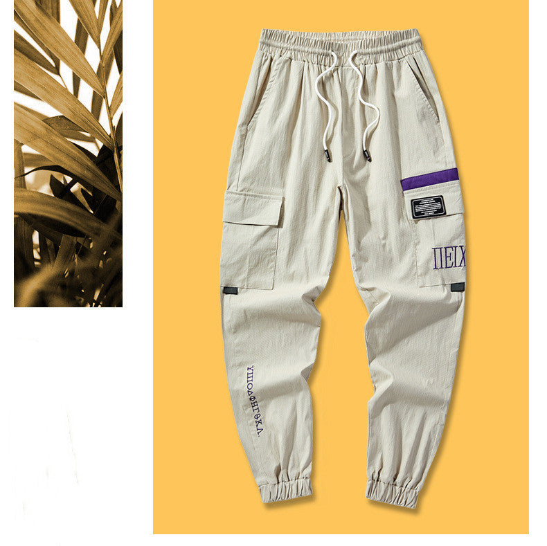 Fashionable Cargo Overweight Man Plus Size Loose Cropped Fat Brother Trendy Thin Casual Ankle Banded Pants