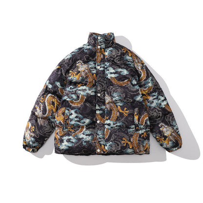 Color-blocking Thick Bread Clothes Loose Cotton-padded Jackets For Men And Women