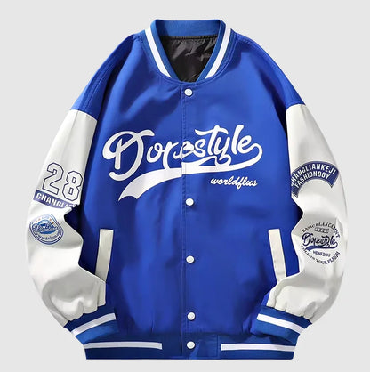 M-4XL 2024Spring and Autumn New Men's Jacket Letter Printed Color Blocked Student Coat Casual Loose Baseball Jacket