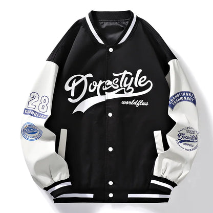 M-4XL 2024Spring and Autumn New Men's Jacket Letter Printed Color Blocked Student Coat Casual Loose Baseball Jacket