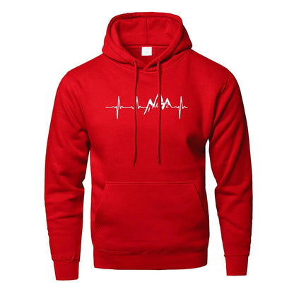 Mountain Heartbeat Hoodies teens Sweatshirt Autumn Long Sleeve Hooded Sweatshirt Hoodie Black Gray Sportswear