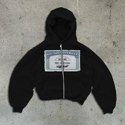 Y2k Fashion Hoodies New Harajuku Hip Hop PM Printing Long Sleeve Coats Loose zipper Hooded Retro Sweatshirt Men Women Streetwear