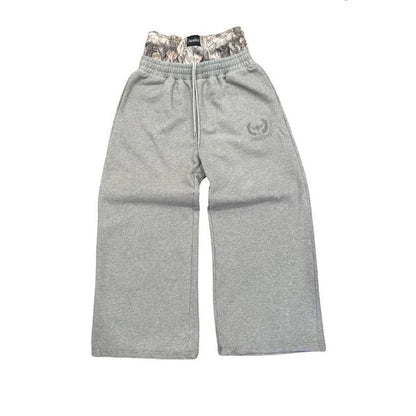 Men's Y2K Retro Sports Pants Double Cuffs Embroidered Camouflage Pattern Unisex Loose Pants Wide Leg Pants Trendy Casual Street