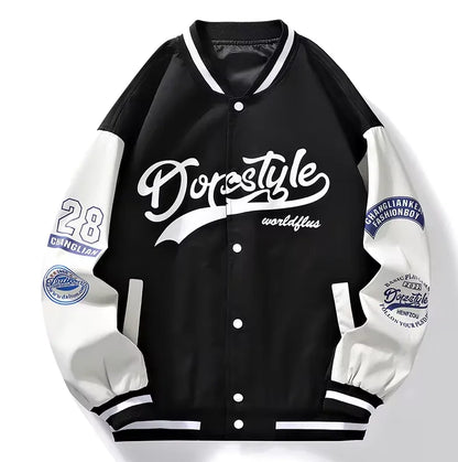 M-4XL 2024Spring and Autumn New Men's Jacket Letter Printed Color Blocked Student Coat Casual Loose Baseball Jacket