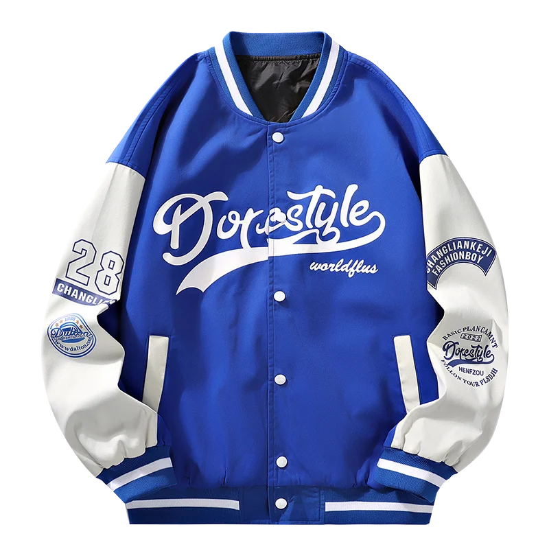 M-4XL 2024Spring and Autumn New Men's Jacket Letter Printed Color Blocked Student Coat Casual Loose Baseball Jacket