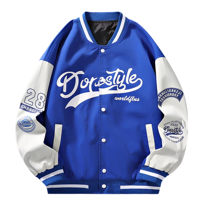 M-4XL 2024Spring and Autumn New Men's Jacket Letter Printed Color Blocked Student Coat Casual Loose Baseball Jacket