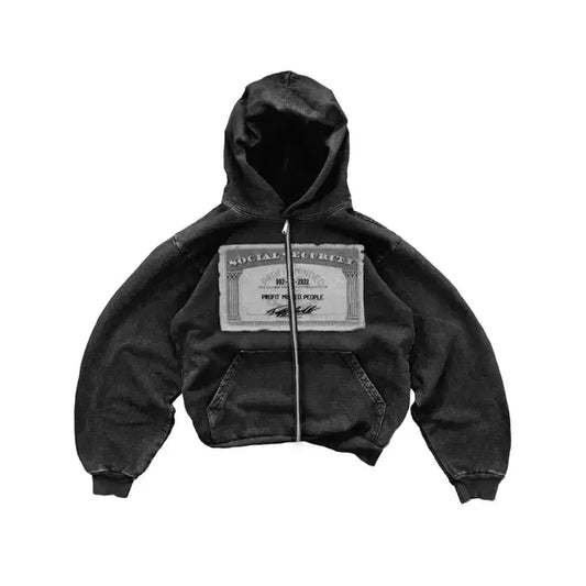 Y2k Fashion Hoodies New Harajuku Hip Hop PM Printing Long Sleeve Coats Loose zipper Hooded Retro Sweatshirt Men Women Streetwear