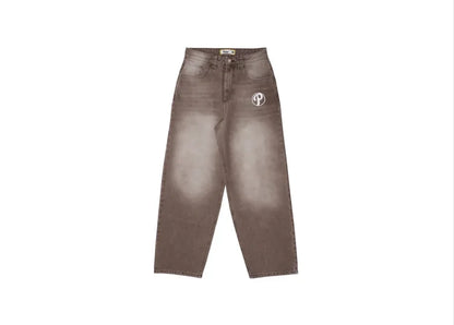 American Retro Double Stitching Washed Baggy Jeans Men's Y2K New Harajuku Hip-Hop Gothic Casual Joker Wide Trousers Street Wear