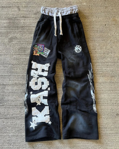 American Retro Letter Embroidered Sweatpants Women Men's 2025 New Jogging Casual Pants Goth Hip-hop Fashion Casual Straight Pant