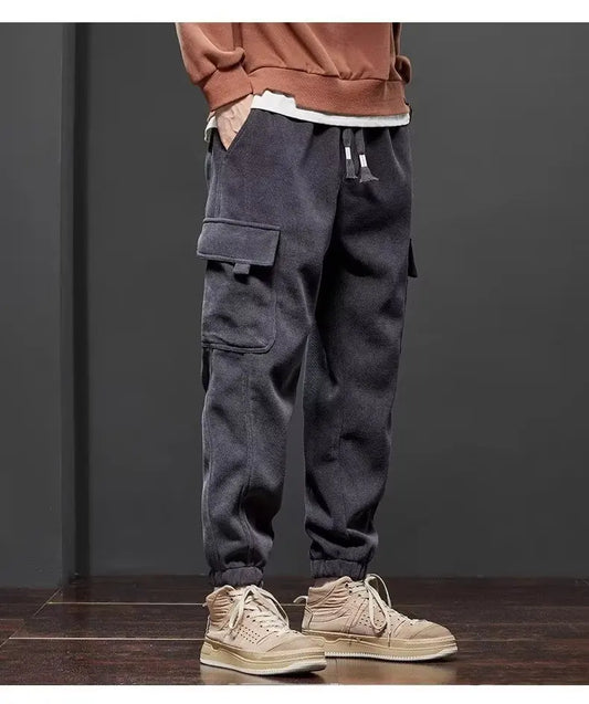 Spring Autumn New Style Elastic Waist Casual Pants for Men Stretch Straight Drawstring Harem Jogging Sports Long Pants Male