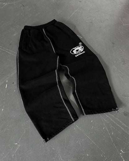 Gothic Retro Letter Embroidered Trousers Men Y2k American High Waist Sports Pants Loose Casual Versatile Wide Leg Pants Women