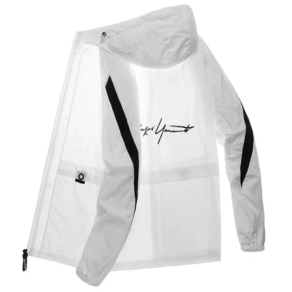 New Men's and Women's Summer Ice Silk Lightweight, Breathable, Quick Drying Fishing Sunscreen Clothes Large Hooded Jacket Trendy
