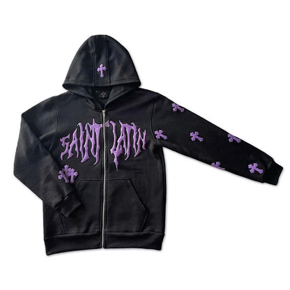 Y2k Men Saint Streetwear Hoodie Zip Up