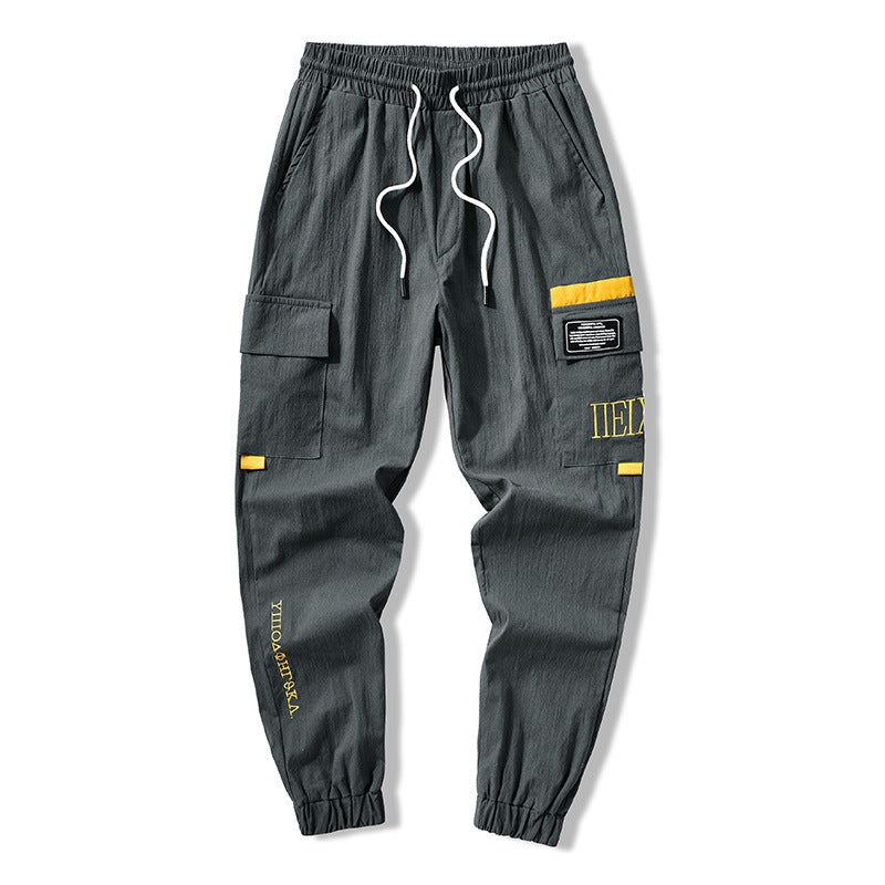 Fashionable Cargo Overweight Man Plus Size Loose Cropped Fat Brother Trendy Thin Casual Ankle Banded Pants