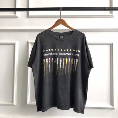 Rock Band Retro Washed Distressed Short Sleeve Tee Men